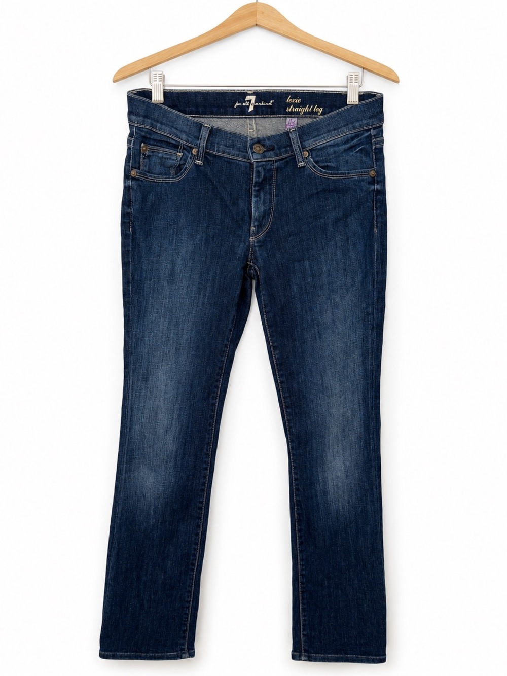7 For All Mankind Lexie Petite Straight Leg Jeans Dark Wash Stretch 27